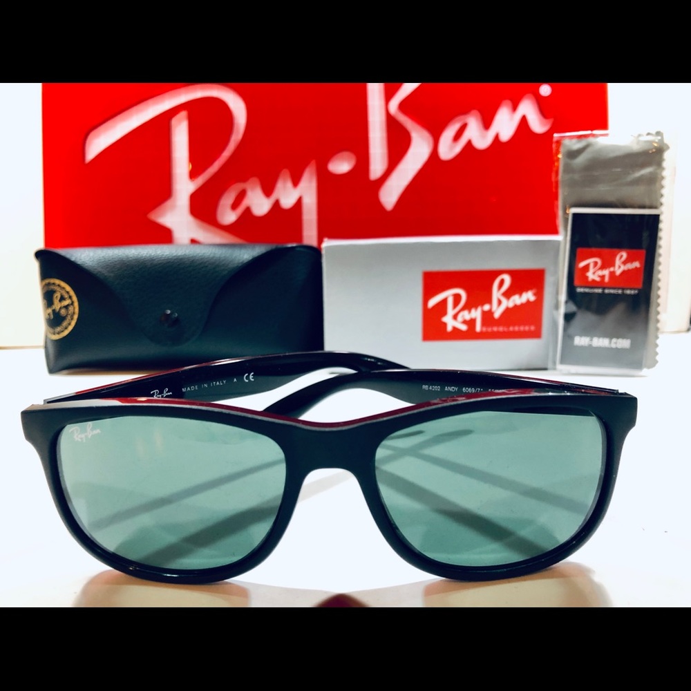 Ray-Ban Andy Sunglasses Matte Black; Green Lens